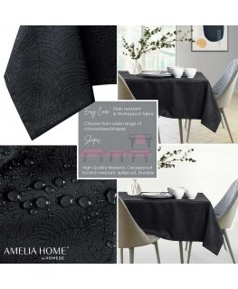 AmeliaHome Tablecloth Gaia black 100x100