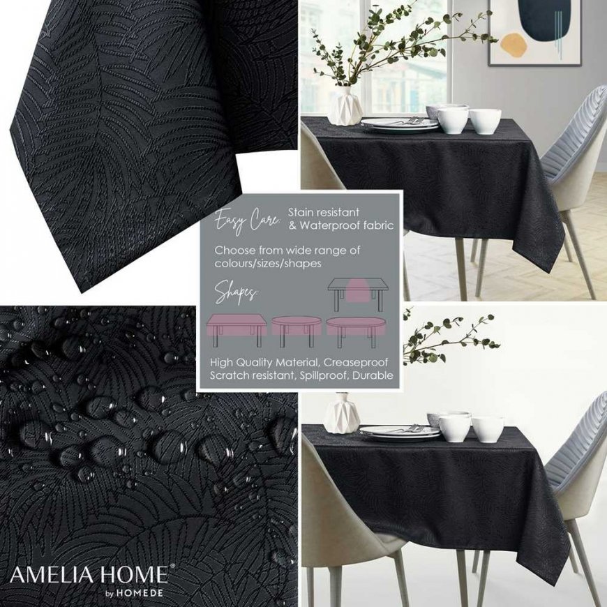AmeliaHome Tablecloth Gaia black 100x100