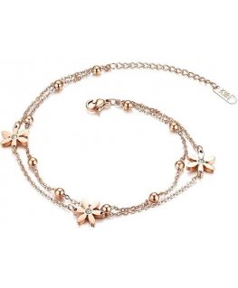 Troli Double bronze anklet with flowers