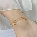 Troli Double bronze anklet with flowers Troli Double bronze anklet with flowers