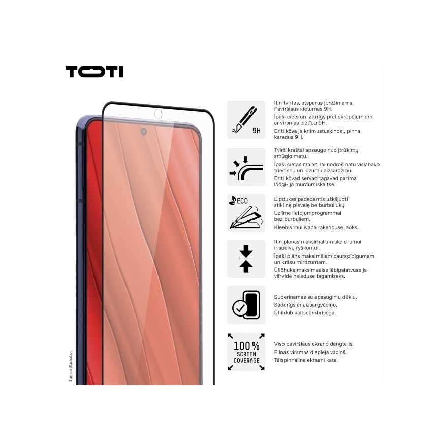 Toti Premium PREMIUM TEMPERED lasinen 3D näytönsuoja täysi kansi Samsung Galaxy S24:lle – 5