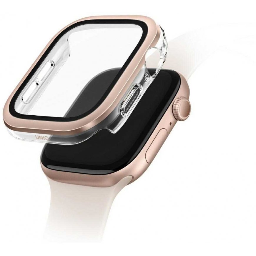Case UNIQ Voute for Apple Watch Series 10 46mm tempered glass rose gold