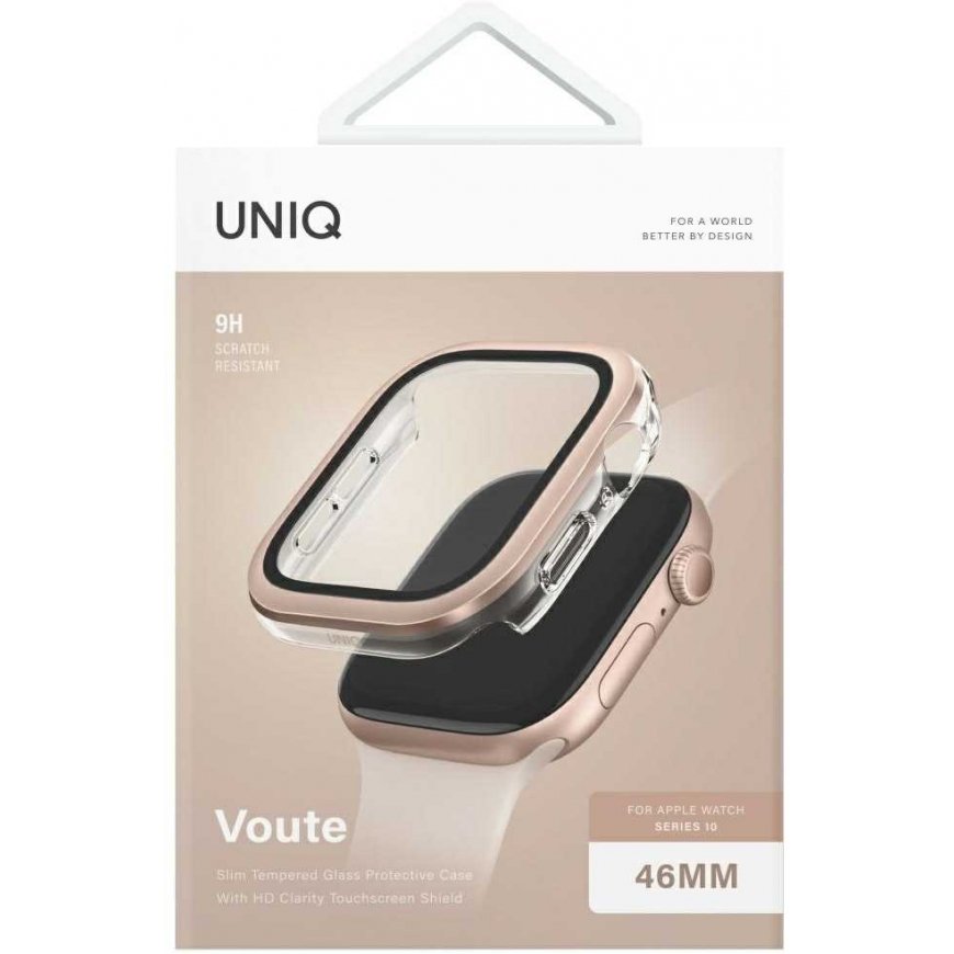Case UNIQ Voute for Apple Watch Series 10 46mm tempered glass rose gold – 5
