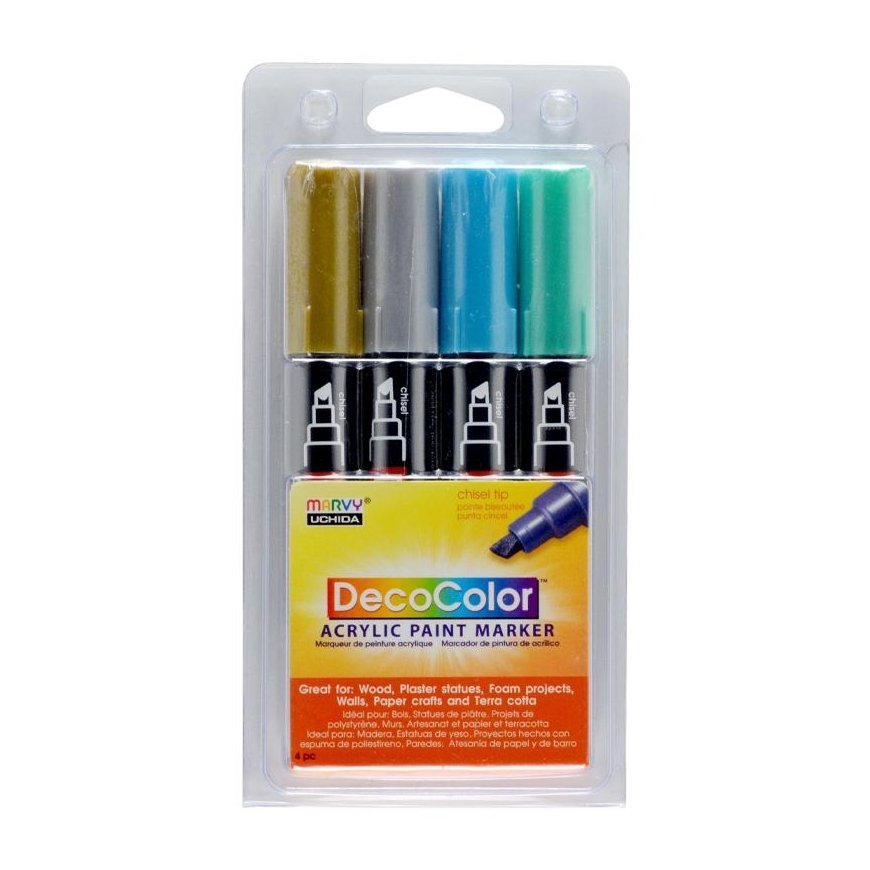 Marvy Uchida Acrylic tussit "Marvy Decocolor Acrylic" 315-4M Metallic. 4 kpl