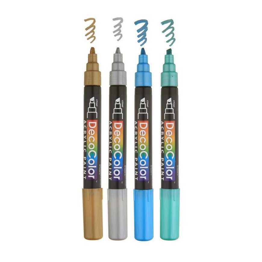 Marvy Uchida Acrylic tussit "Marvy Decocolor Acrylic" 315-4M Metallic. 4 kpl – 2