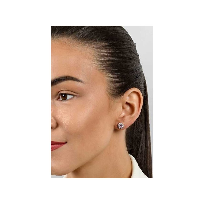 Brilio Silver Decent Silver Earrings with Zircons Flowers EA577WP