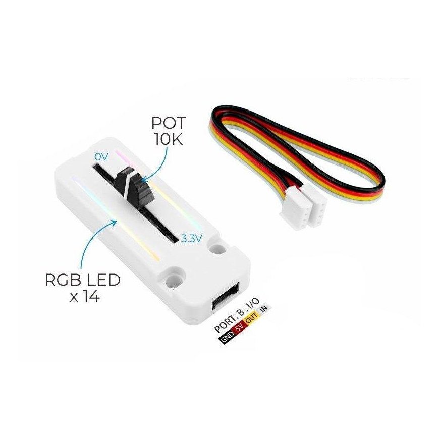 B10K Slide Potentiometer + RGB LEDs - Expansion Module for M5Stack Development Module – 2