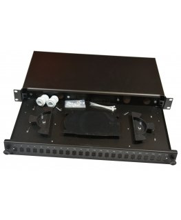 Oem Ištraukiama optinė vonia 1U, 24x SC simplex (24x LC duplex, 24x E2000) su kasete 24 suvirinimo siūlėms, juoda