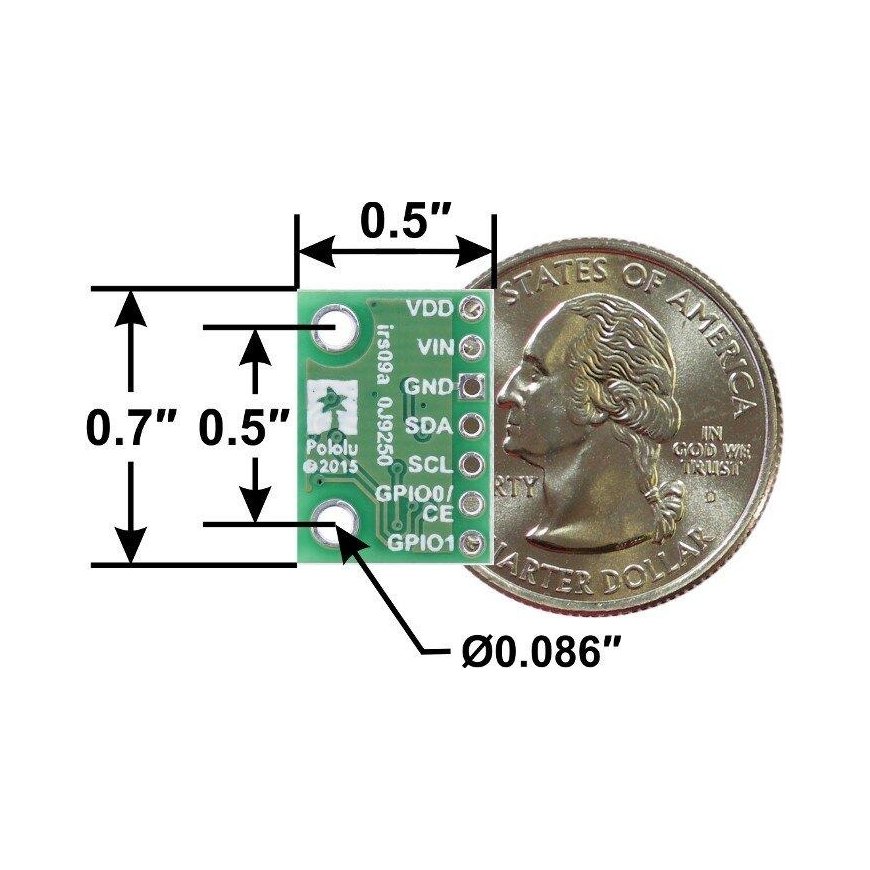 VL6180X time-of-flight, distance and ambient light sensor I2C, Pololu 2489 – 3