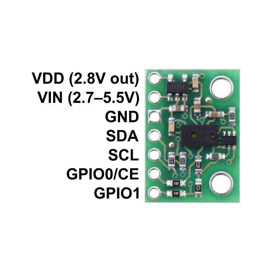 VL6180X time-of-flight, distance and ambient light sensor I2C, Pololu 2489 – 4