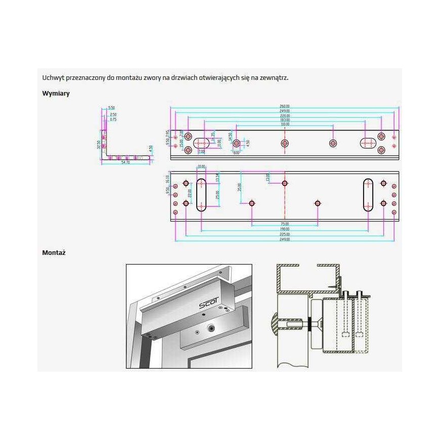 SCOT BK-800L2 "L" type mounting bracket for outward opening doors – 2