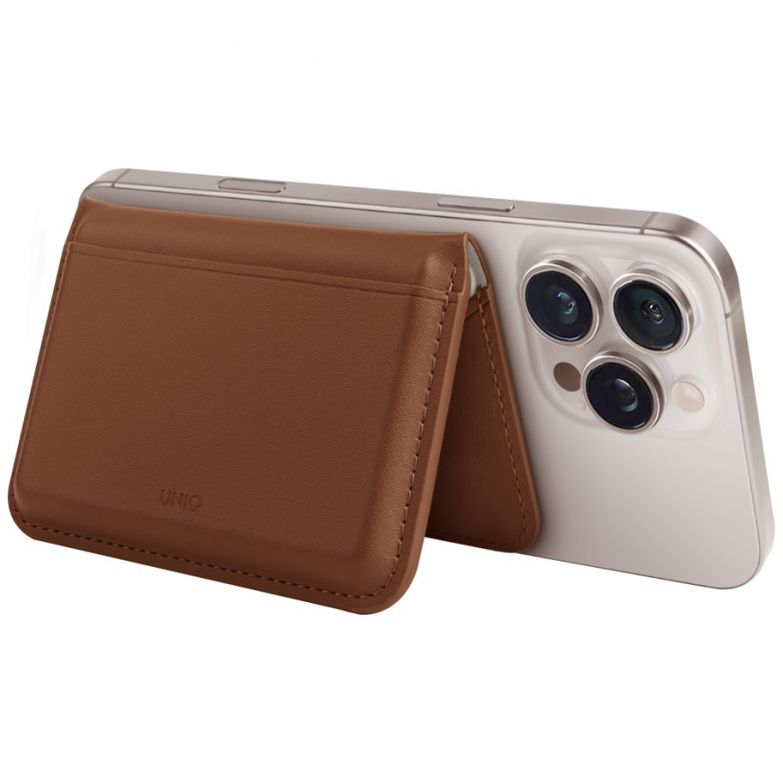 Uniq Lyden DS RFID magneettinen lompakko puhelintelineellä - ruskea – 4
