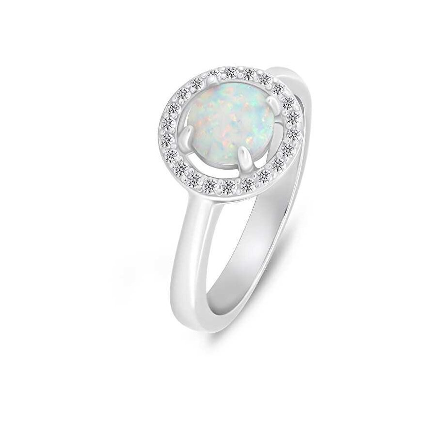 Brilio Silver Brilio Silver Delicate silver ring with opal and zircons RI108W