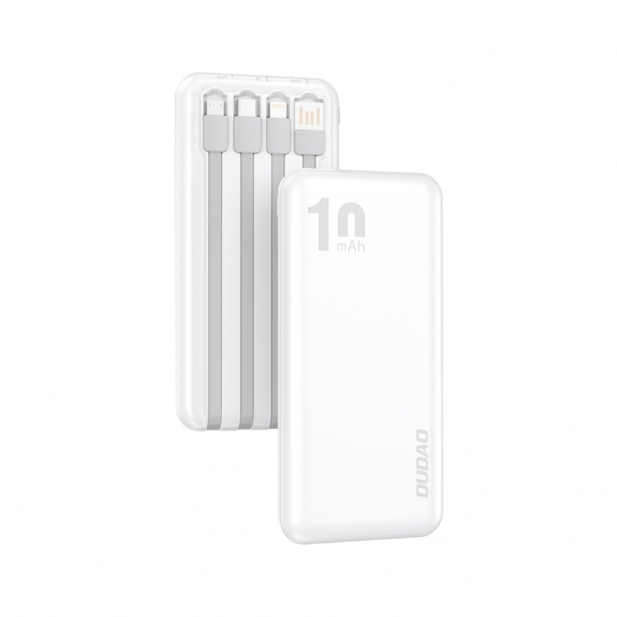 DUDAO K6Pro Universal 10000mAh Power Bank with USB Cable Type C Lightning white Balts – 3