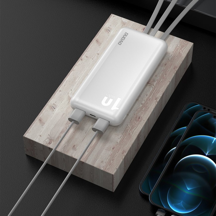 DUDAO K6Pro Universal 10000mAh Power Bank with USB Cable Type C Lightning white Balts – 5
