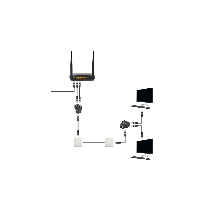 Lanberg ADS-RJ45-2RJ45-OS кабельный разветвитель и сумматор Черный – 2