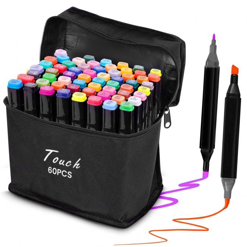 Extralink MARKERY 60SZT marker 60 tk Brush/Bullet tip Must, Sügavroosa, Münt, Moka, Taevas – 2