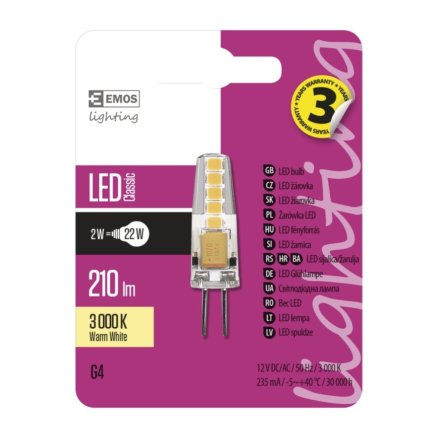 Emos ZQ8620 LED лампа Теплый белый 3000 K 2 W G4 F – 3