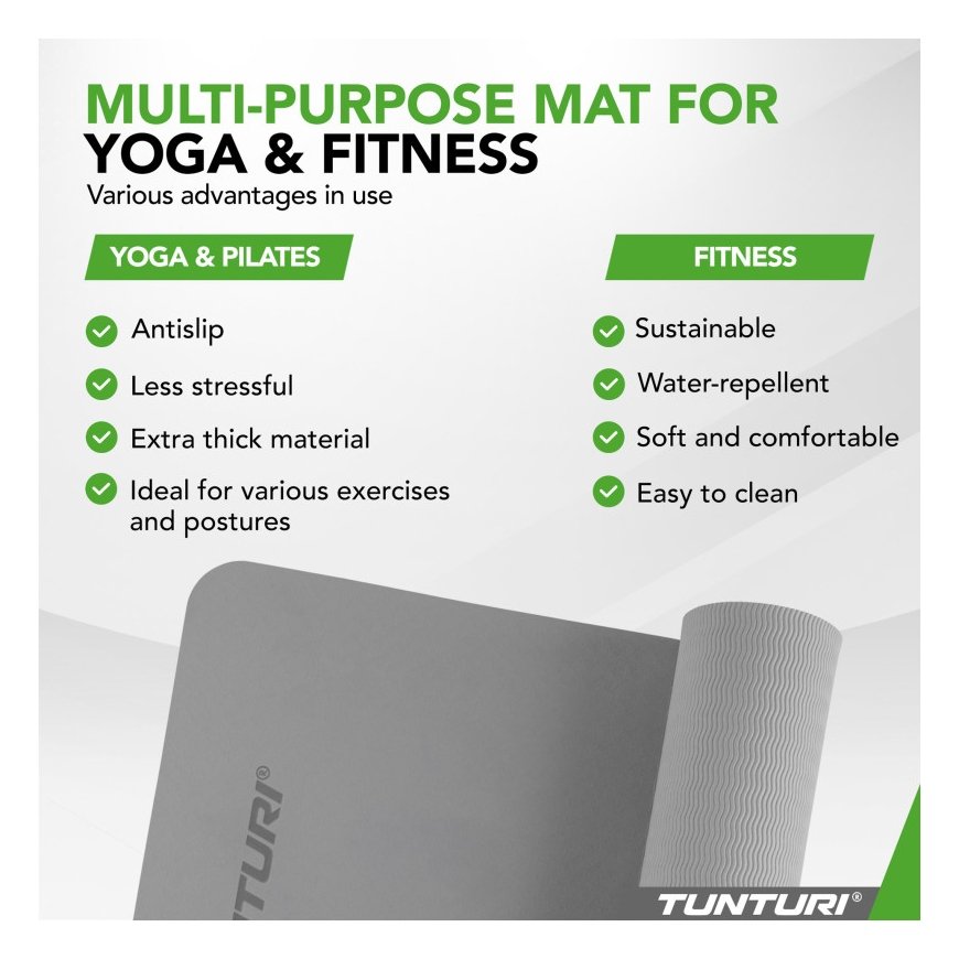 Yoga mat Tunturi Yogamat 8mm, Grey – 4