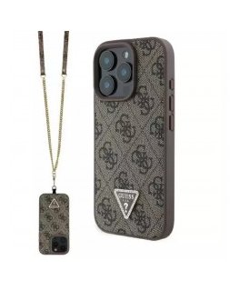 Guess PU 4G Metal Logo Crossbody Strap Case for iPhone 16 Pro Br