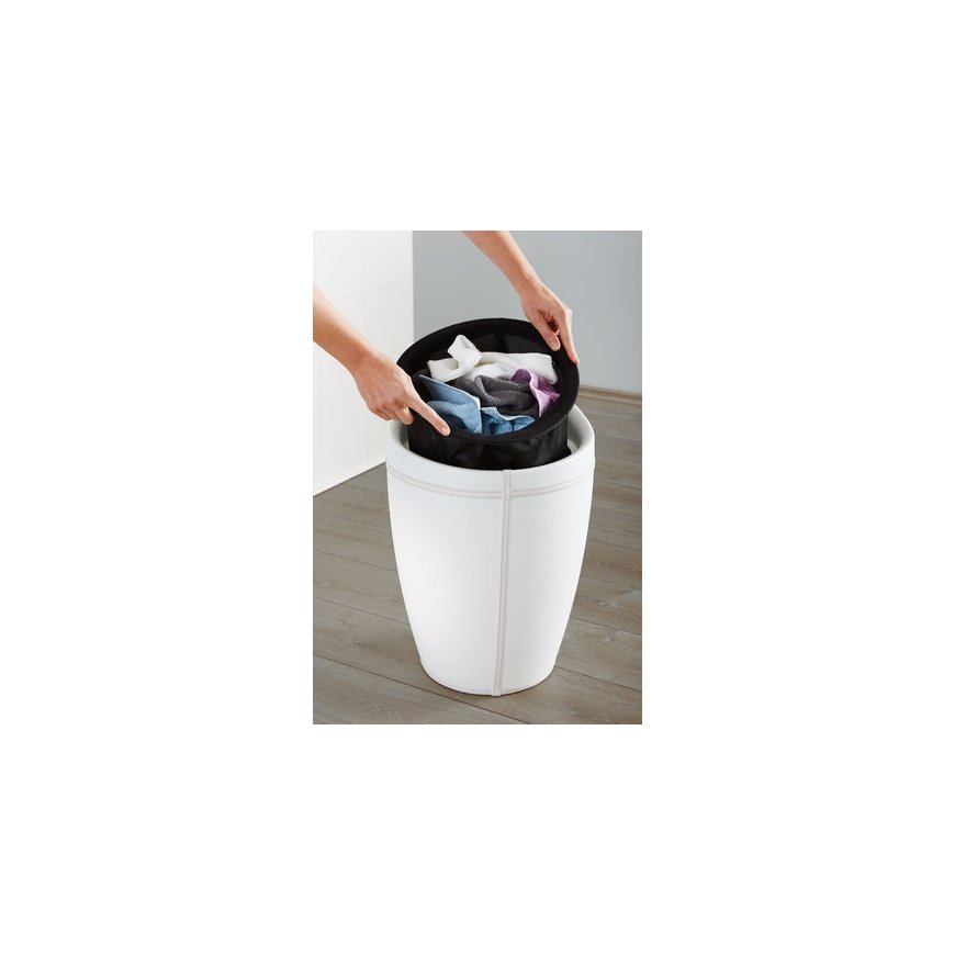 WENKO 21773100 laundry basket 20 L Round Acrylonitrile butadiene styrene (ABS), Polyester White – 3
