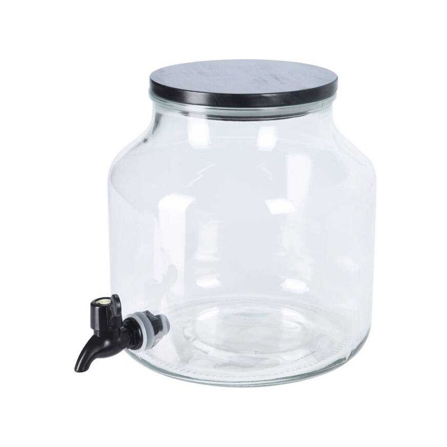 Home Styling Collection Stiklainis su čiaupu stiklinis su dangteliu su pušies mediena, 5,2 l