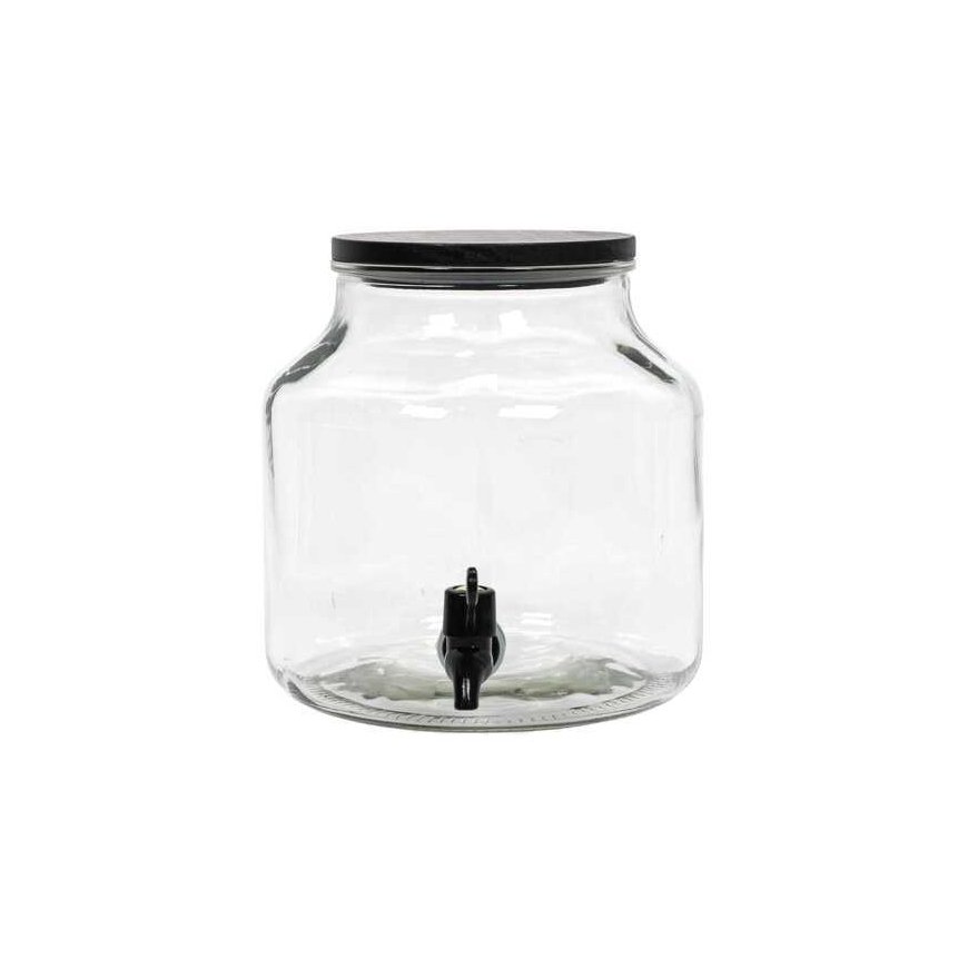 Home Styling Collection Stiklainis su čiaupu stiklinis su dangteliu su pušies mediena, 5,2 l – 5