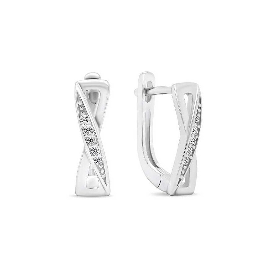 Brilio Silver Beautiful silver earrings with zircons EA462W