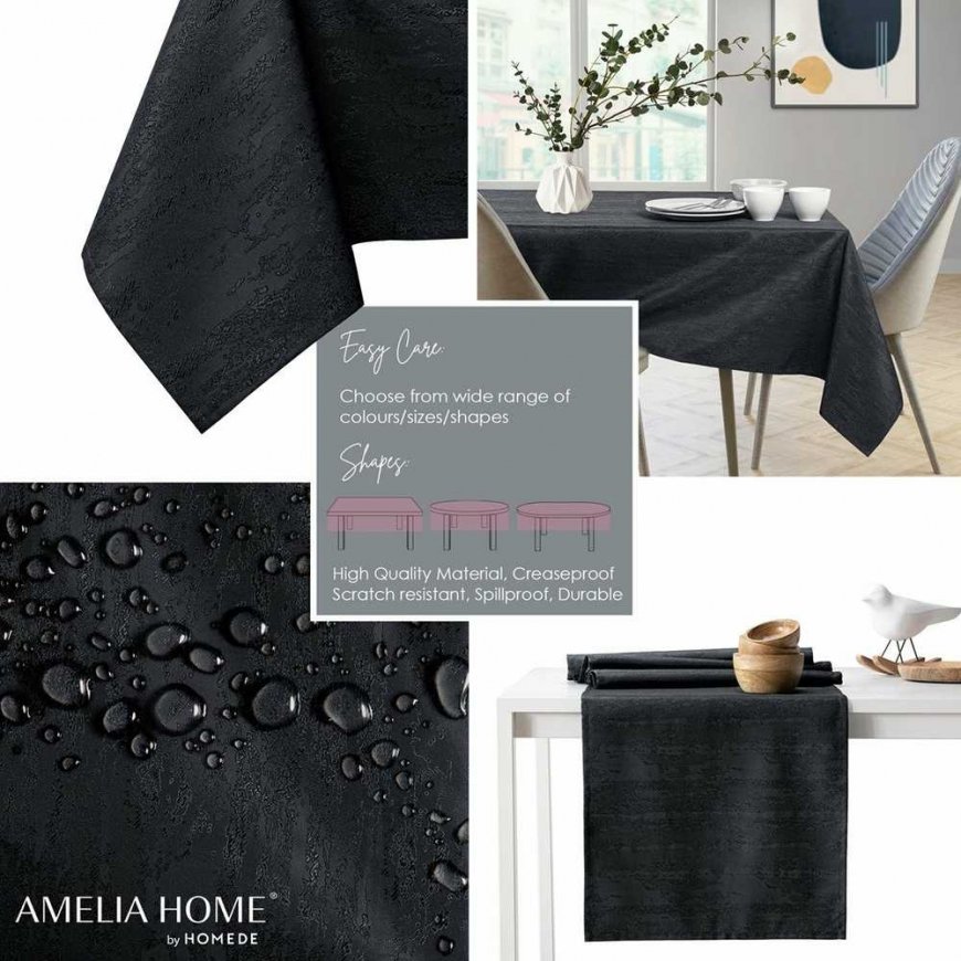 AmeliaHome Table runner AH VESTA BRD BLACK 100x100 – 2