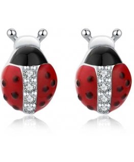 Moiss Playful Silver Stud Earrings Ladybugs E0000672