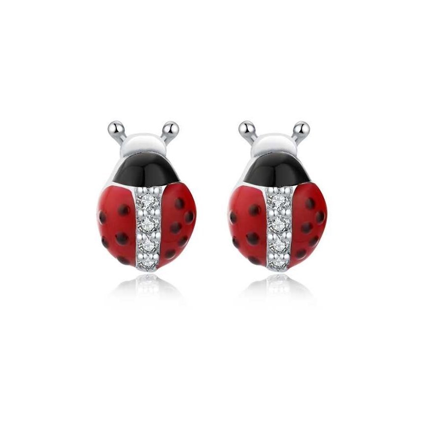 Moiss Playful Silver Stud Earrings Ladybugs E0000672