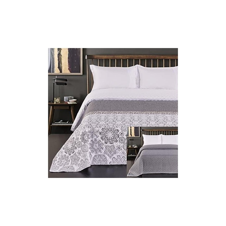 DecoKing Bedspread WH+Grey 200x220 – 2