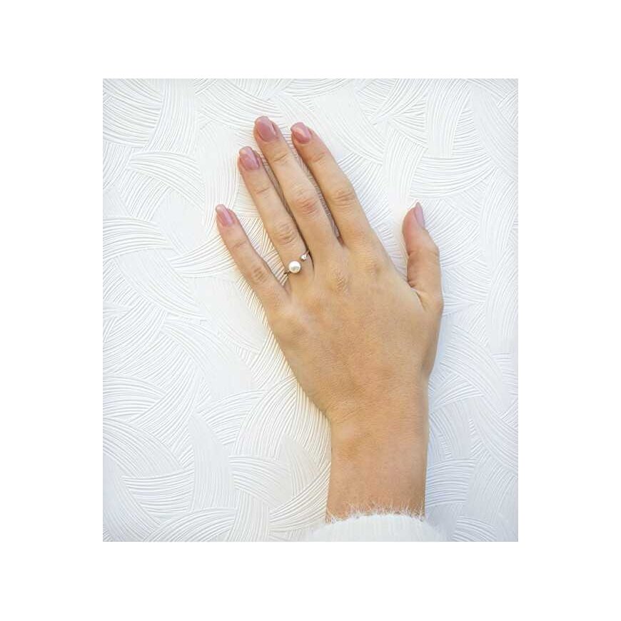 Beneto Open silver ring with genuine freshwater pearl AGG467 – 2