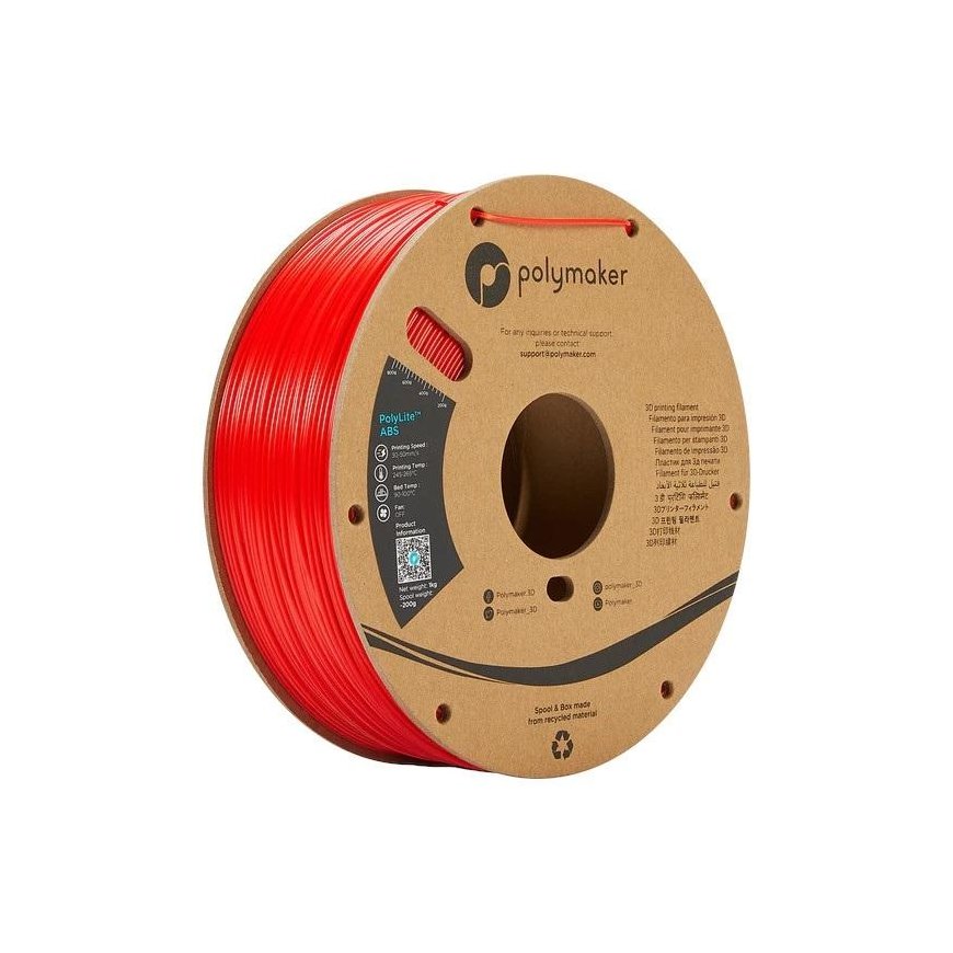 Plastikas Polymaker PolyLite ABS - 1.75mm - 1kg - Raudonas