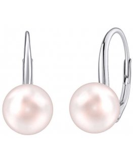Silvego Silver earrings with light pink pearl Swarovski ® Crystals VSW015ELPS