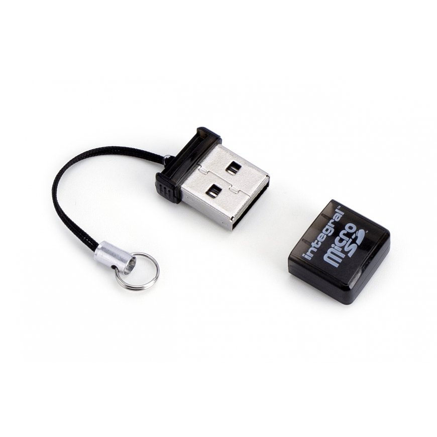 Integral USB2.0 CARDREADER SINGLE SLOT MSD kortelių skaitytuvas Juoda
