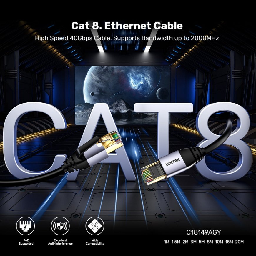 UNITEK C18149AGY03-10M võrgukaabel Must Cat8 S/FTP (S-STP) – 2