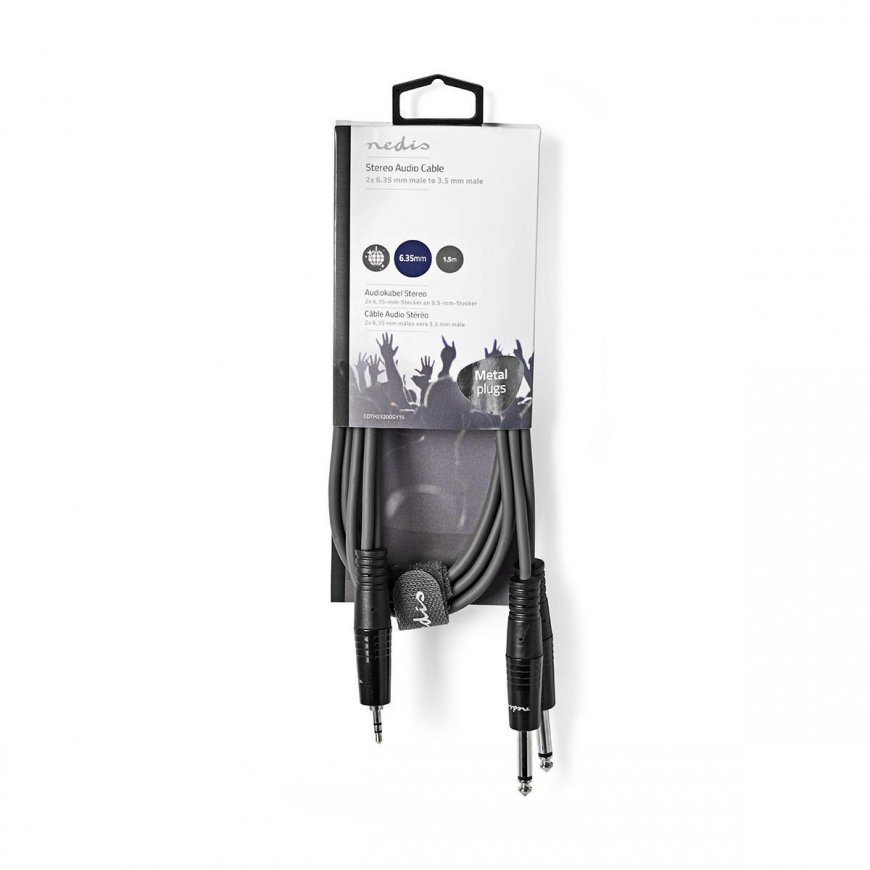 Nedis COTH23200GY15 audio cable 1.5 m 2 x 6.35mm 3.5mm Grey – 3