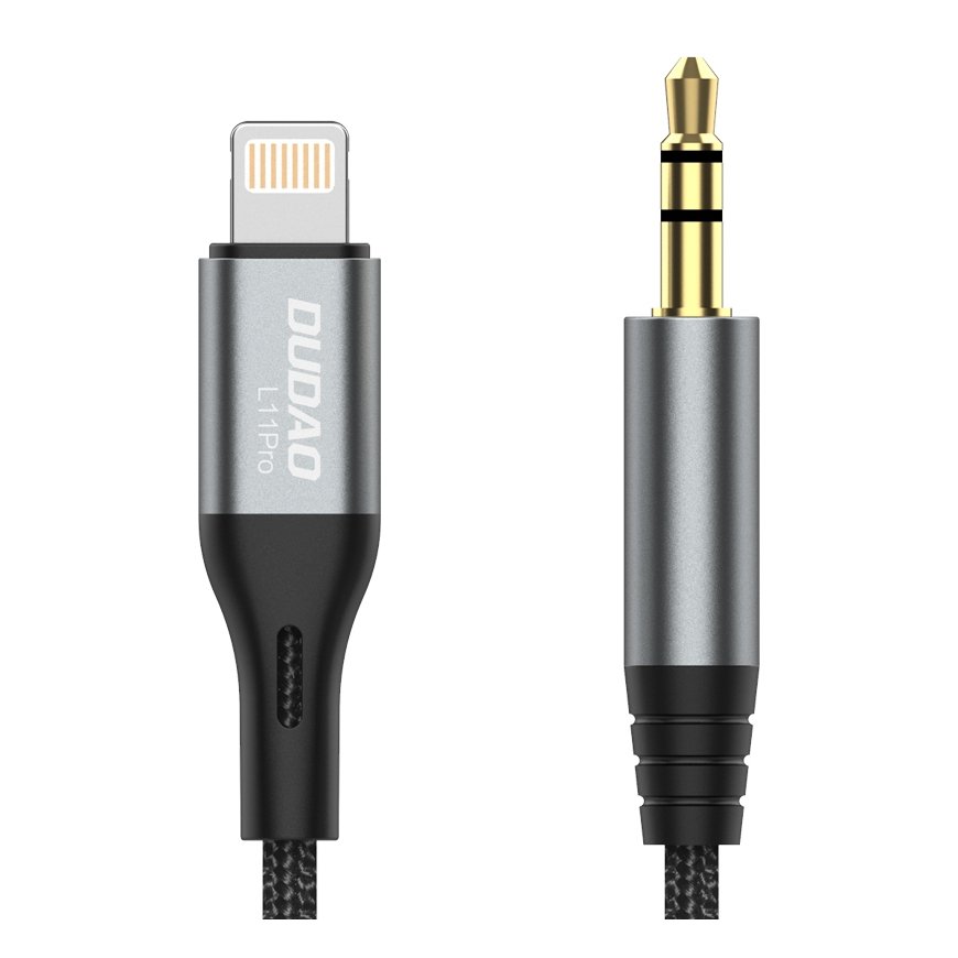 DUDAO audio cable Lightning - mini jack 3.5mm 1m gray L11PRO - Kabel - Audio/Multimedia Pelēks