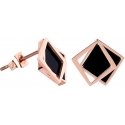 Troli Bronze Double Square Earrings - Black Troli Bronze Double Square Earrings - Black