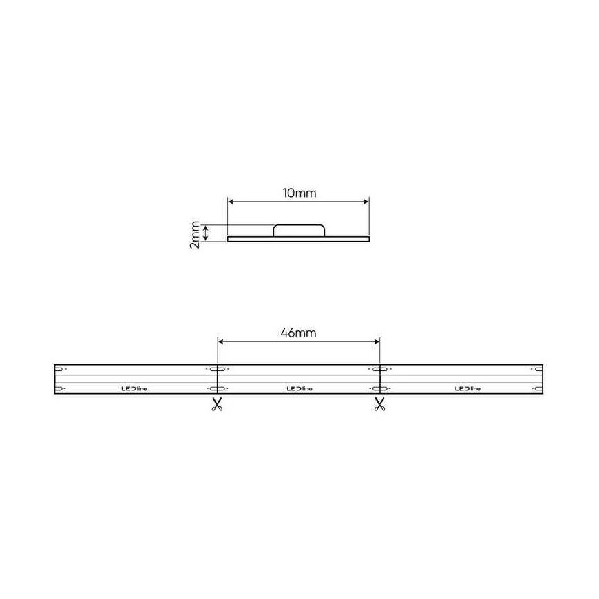 LED juosta 24Vdc, 14W/m, COB 528LED/m, 1400lm, šiltai balta 2700K, IP66, 180°, LED LINE – 2