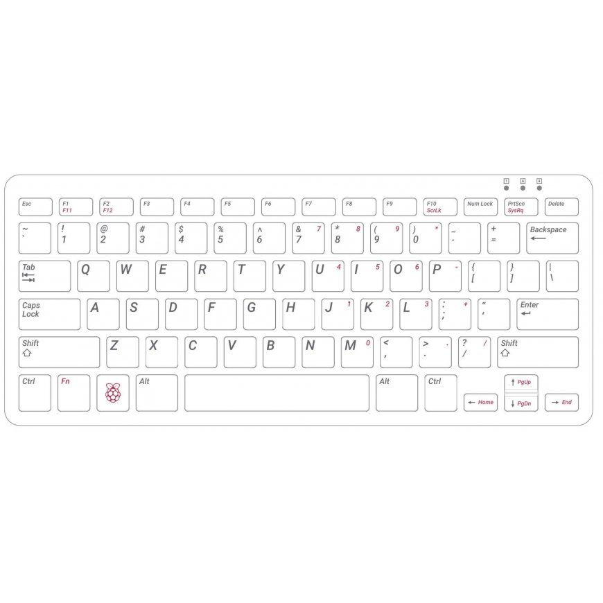 Official Raspberry Pi model 4B/3B+/3B/2B keyboard, red and white – 5