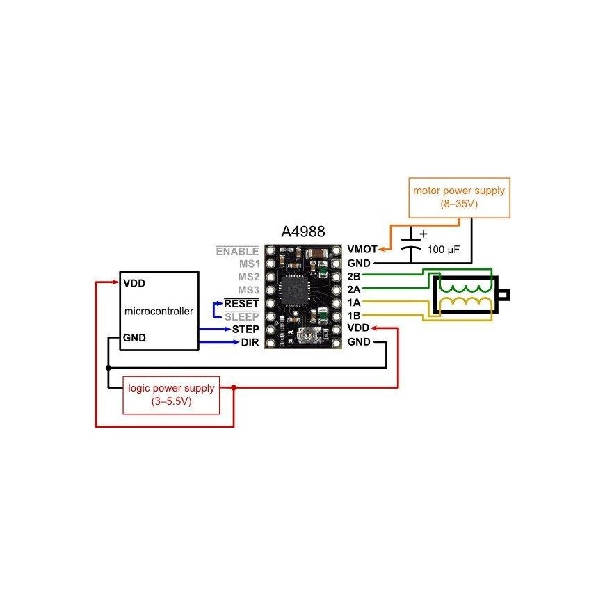 A4988 Black - RepRap 35V/2A Stepper Motor Driver - Pololu 2128 – 3