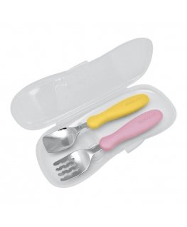 Cutlery EDISONmama, from 18 months with case MANGO/PEACH, KJ2833
