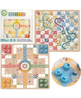 WOOPIE Vihreät logiikkalautapelit 2in1 Ludo Chinese + Free the Animals