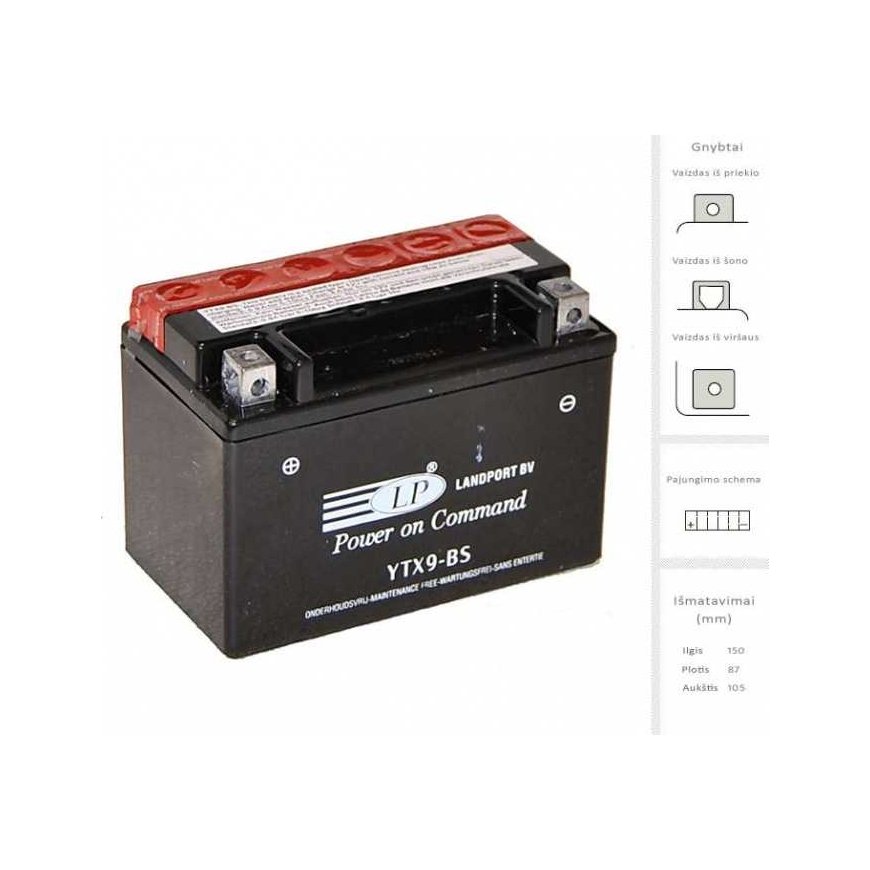Landport-akku 8 Ah 135A EN 12V