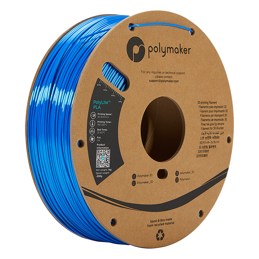 Polymaker PolyLite PLA - 1kg - 1.75mm - Silk Mėlyna