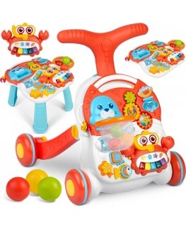 Ricokids Pusher opetuspöytä 2in1 RK-810 valkoinen ja punainen