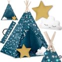 Teepee-teltta lapsille Nukido-valoilla - sininen