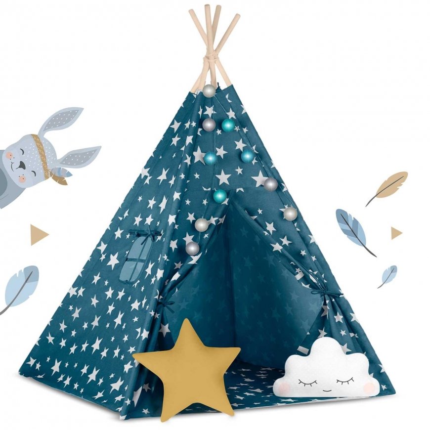 Teepee tent for children with Nukido lights - blue – 3